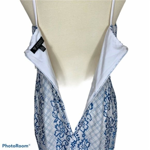 Guess White Blue Lace Dress Women’s 12 - Picture 7 of 8